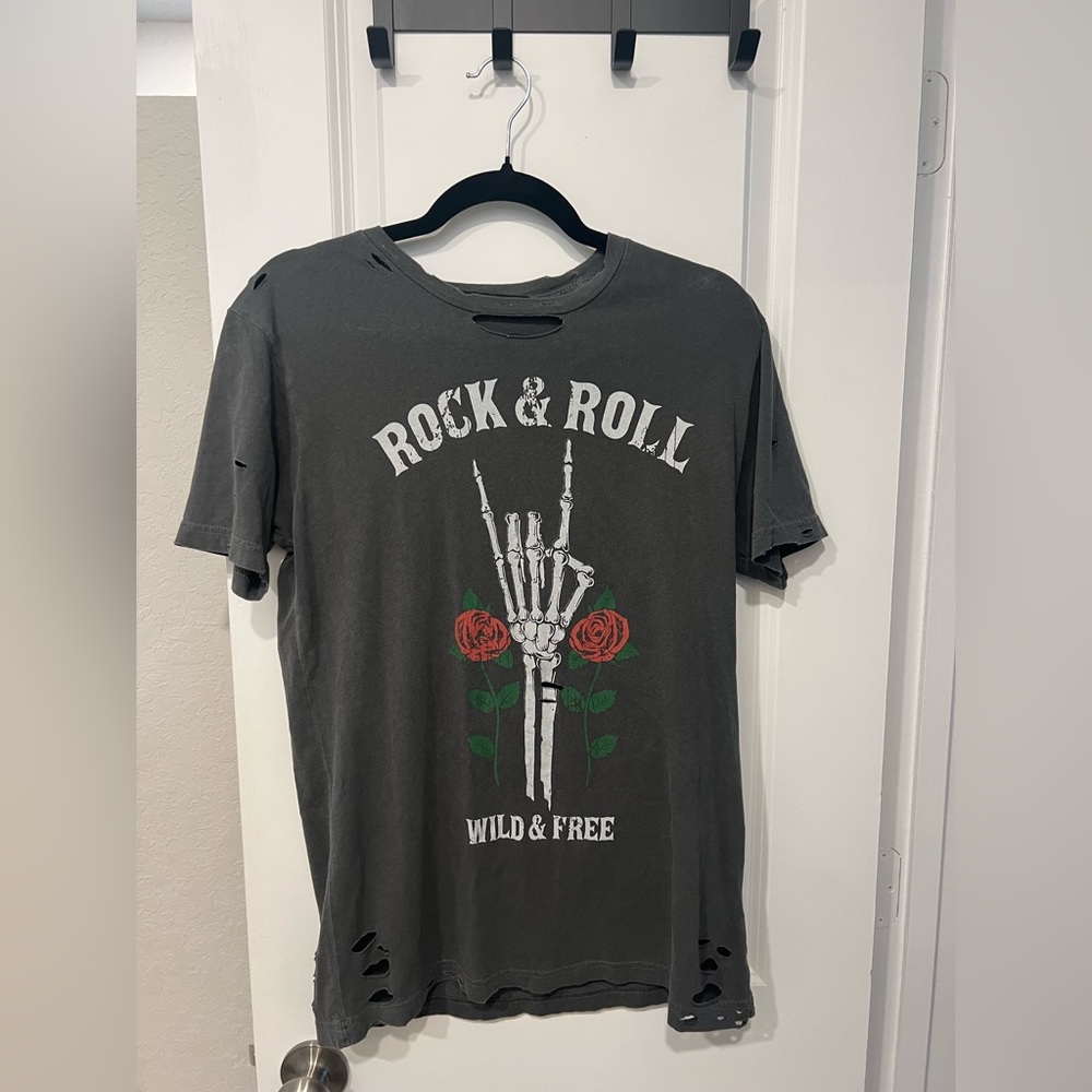 Rock & Roll Graphic T-Shirt - Gray